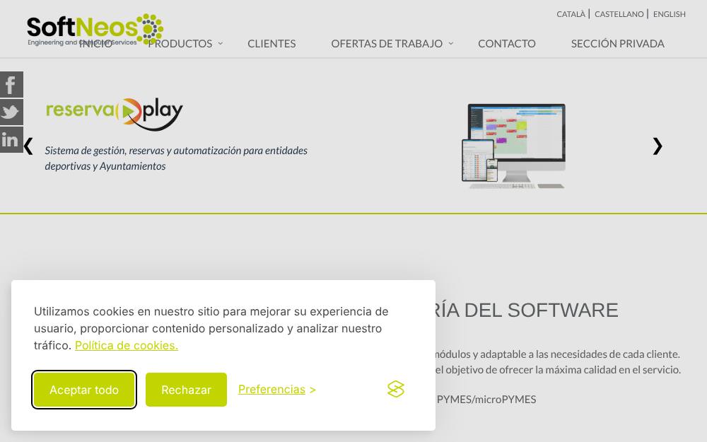 Portada de la web de Softneos