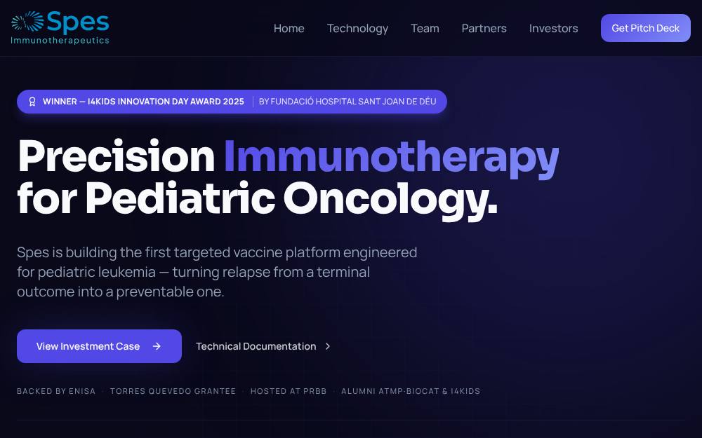 Portada de la web de Spes Immuno