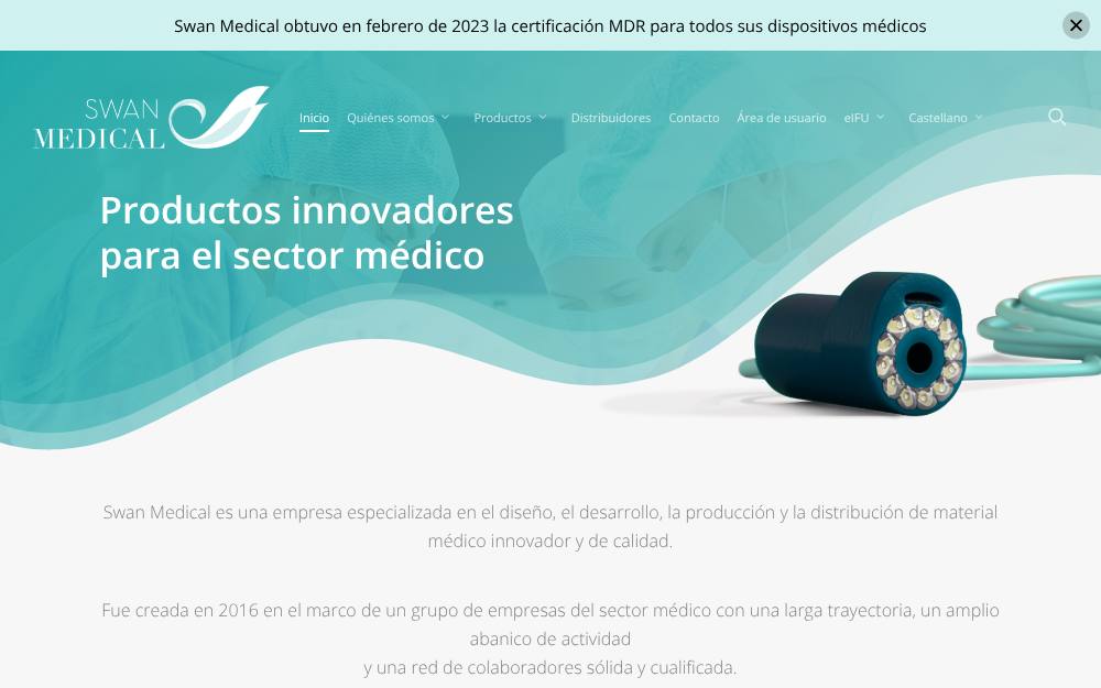 Portada de la web de Swan Medical