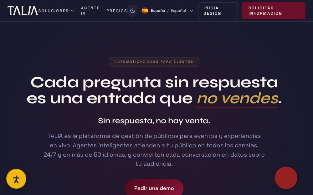 Portada de la web de Talia