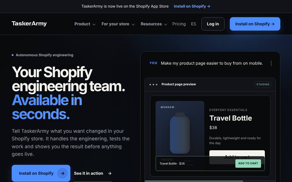 Portada de la web de Tasker Army