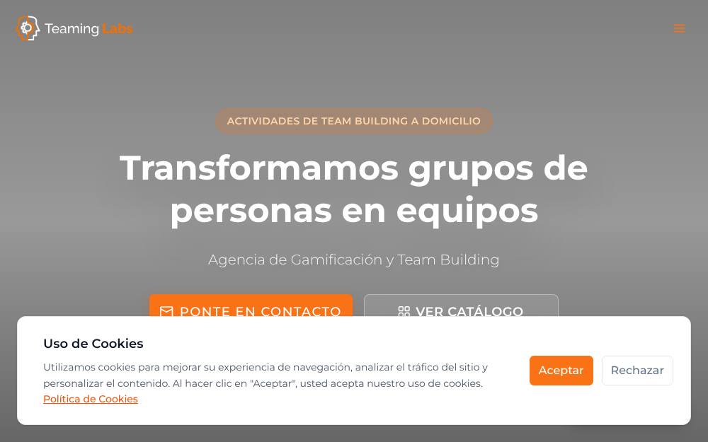 Portada de la web de Teaming Labs
