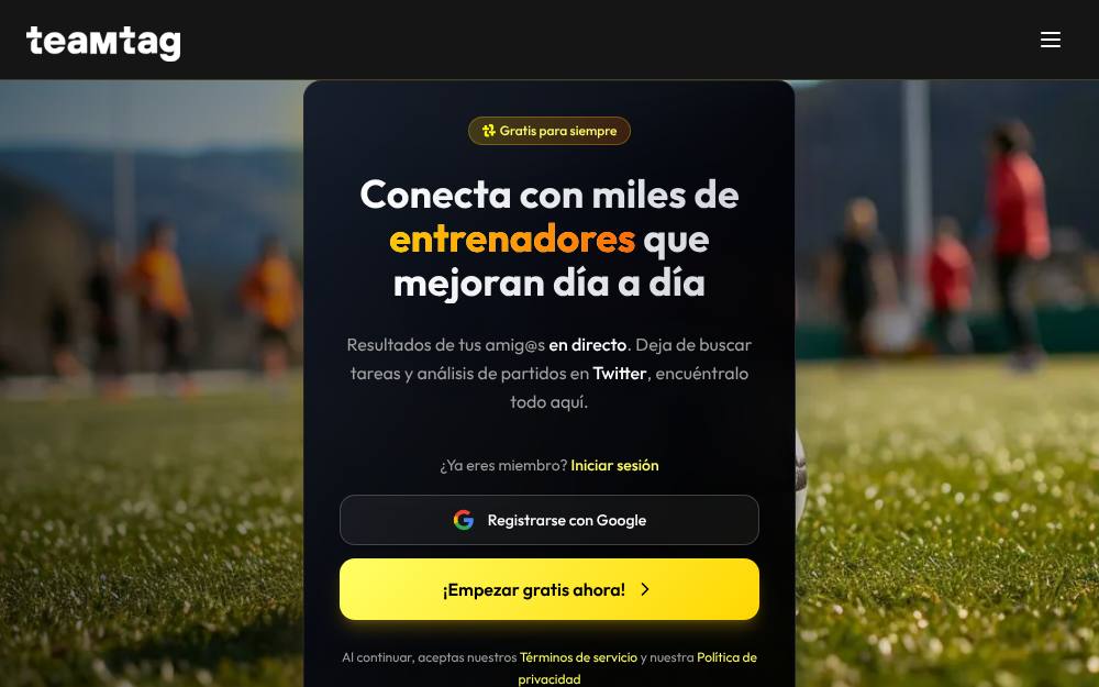 Portada de la web de Teamtag