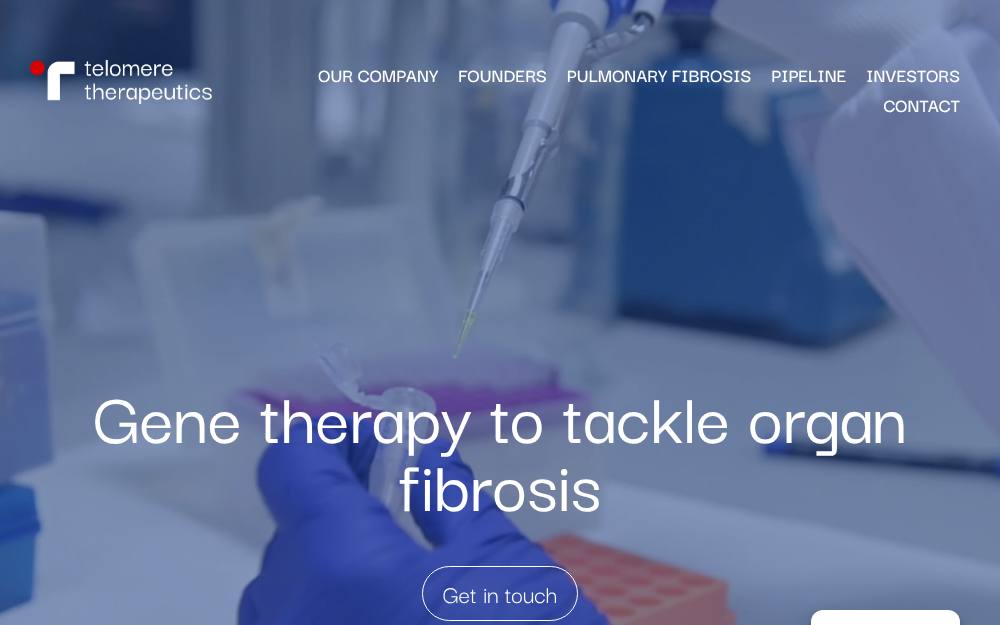 Portada de la web de Telomere Therapeutics