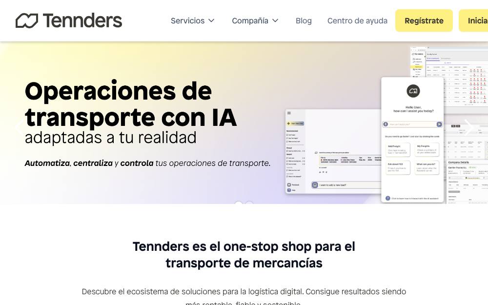Portada de la web de Tennders
