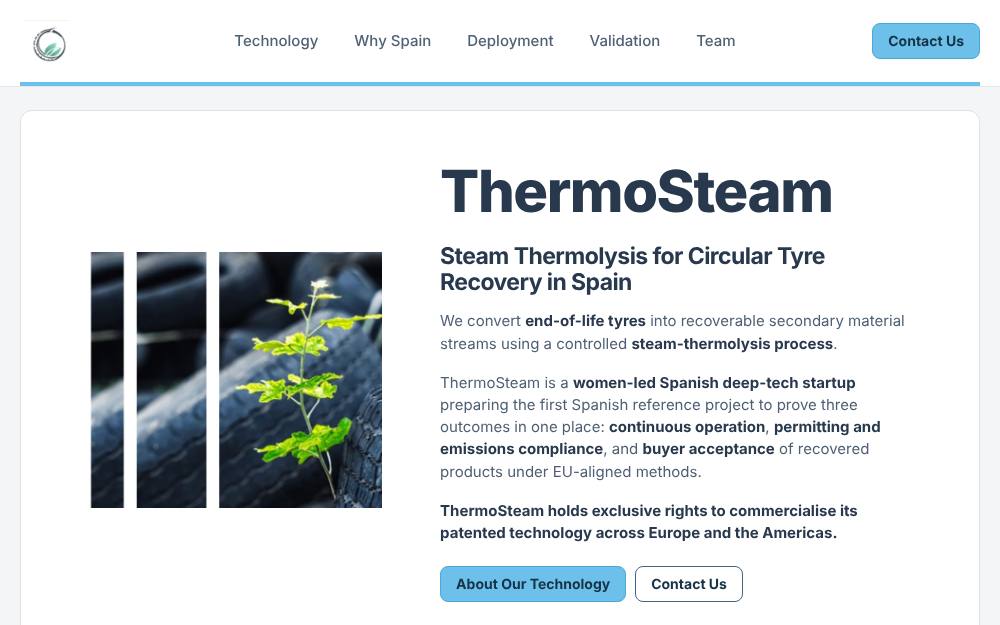 Portada de la web de Thermosteam