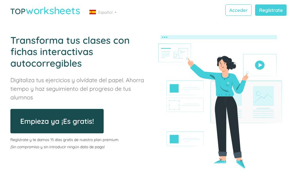 Portada de la web de Topworksheets