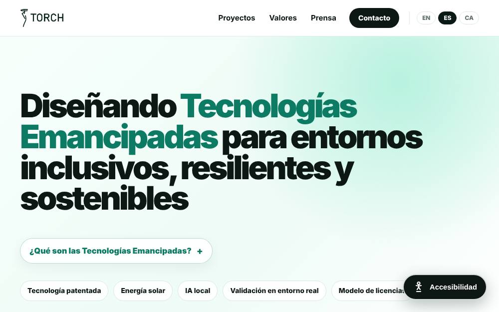 Portada de la web de Torch