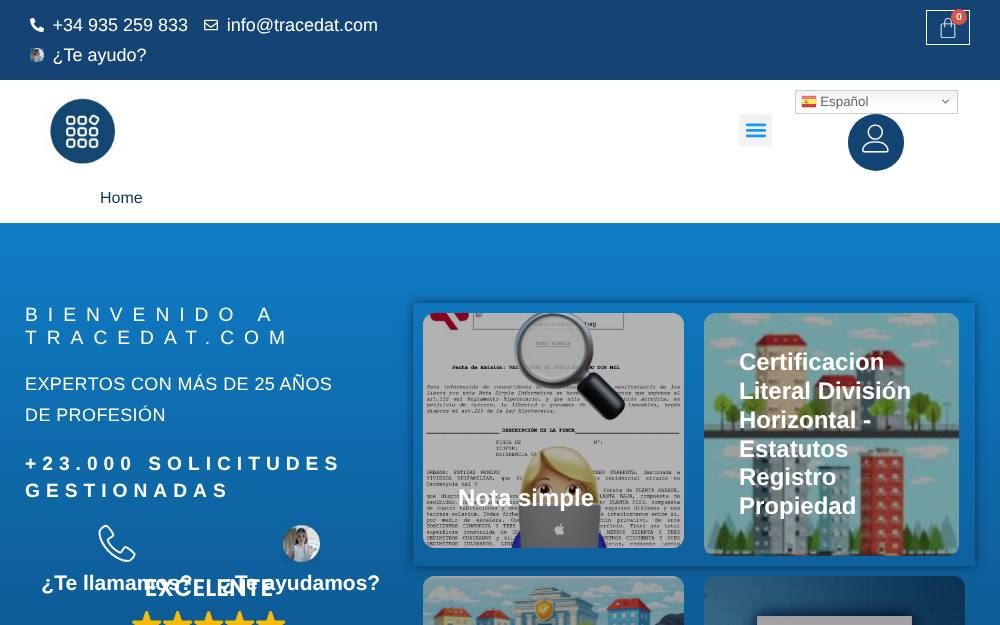 Portada de la web de Tracedat