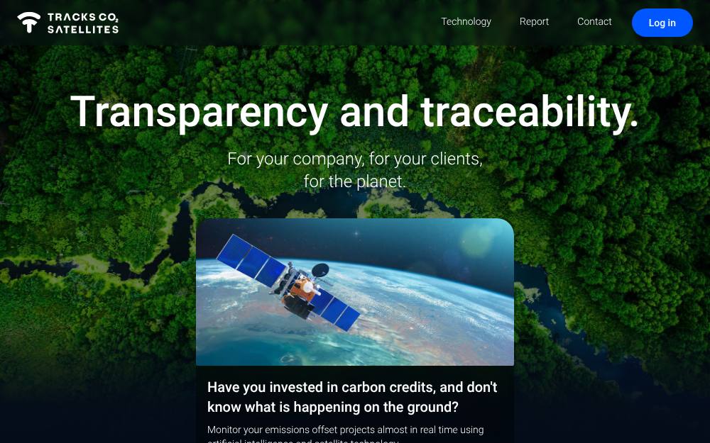 Portada de la web de Tracks Co2 Satelites