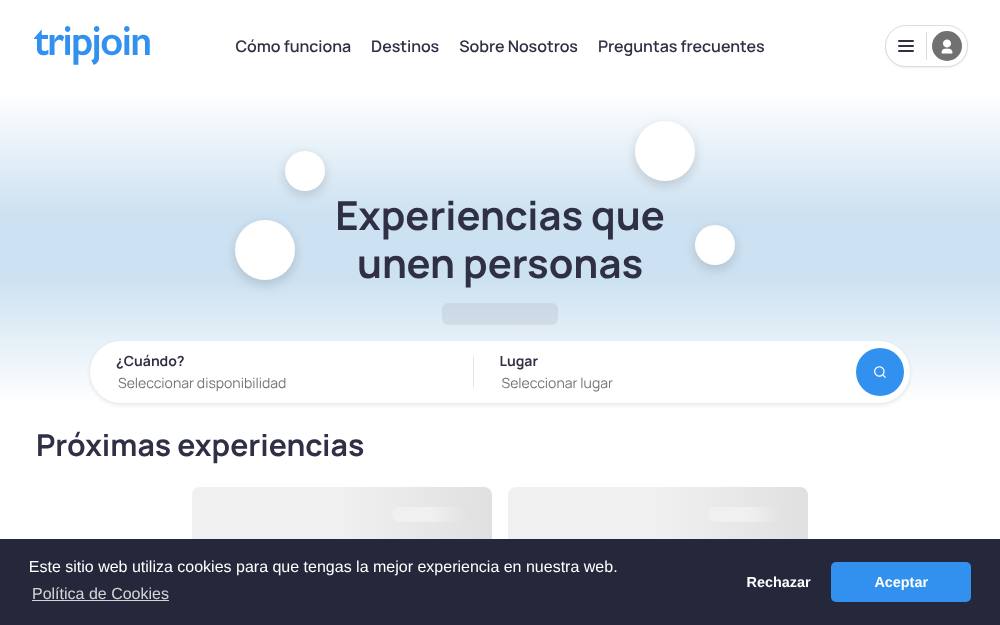 Portada de la web de Tripjoin