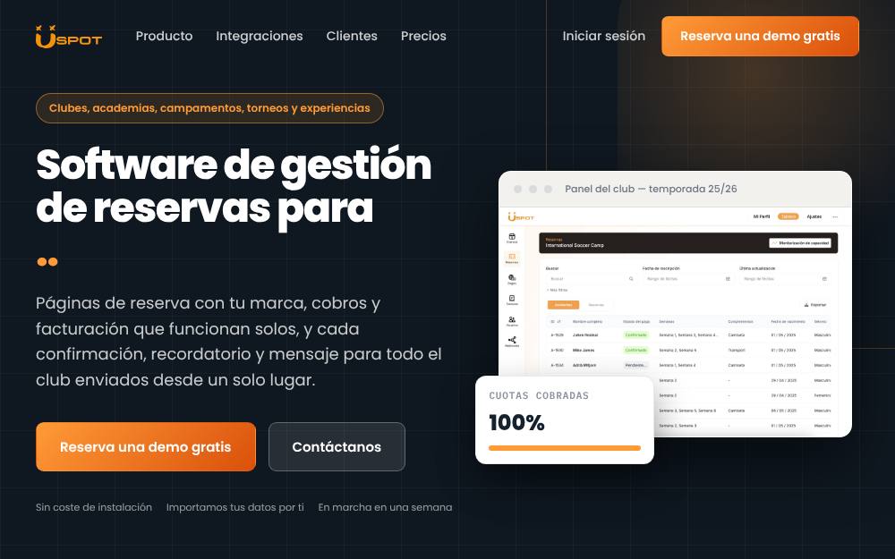 Portada de la web de Uspot