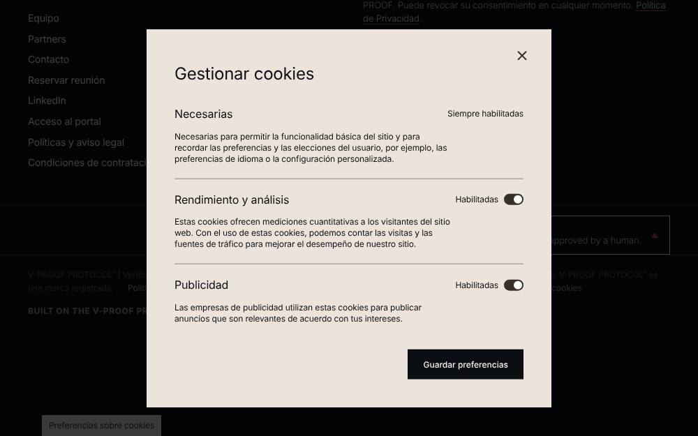 Portada de la web de V-Proof Protocol