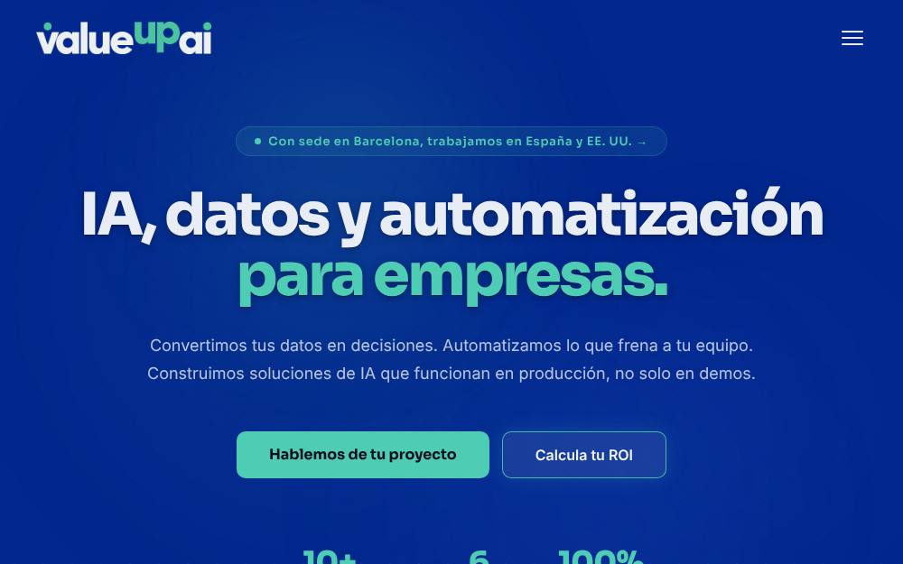Portada de la web de Value Up Ai