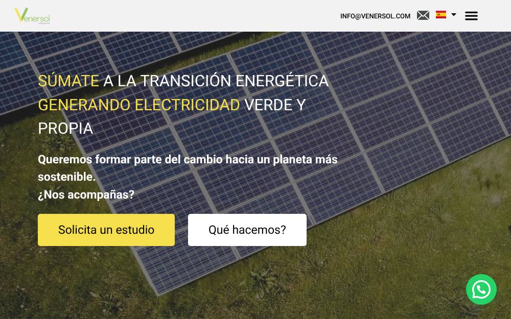 Portada de la web de Venersol