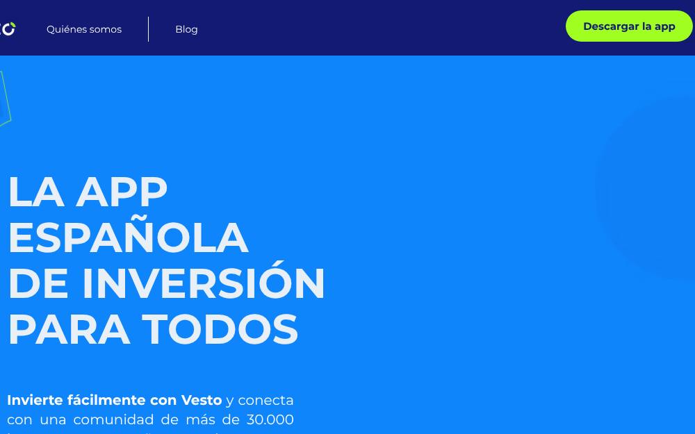 Portada de la web de Vesto