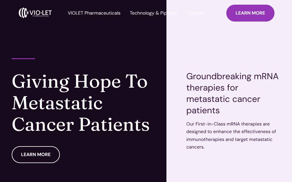 Portada de la web de Violet Pharmaceuticals