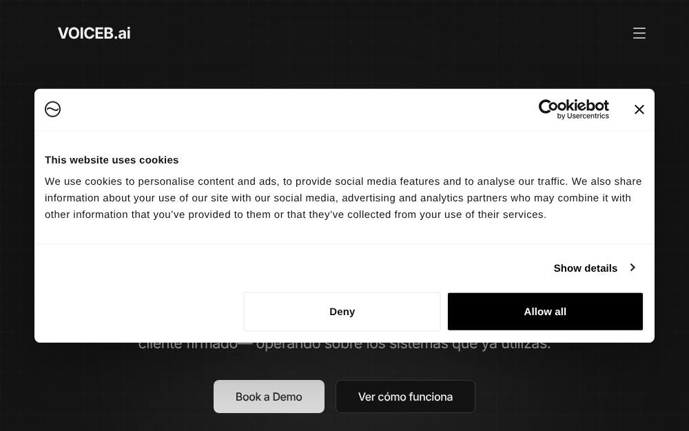 Portada de la web de Voiceb.Ai