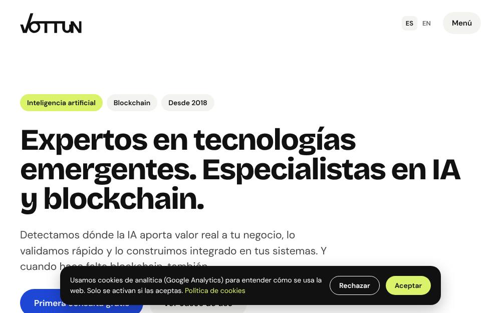 Portada de la web de Vottun