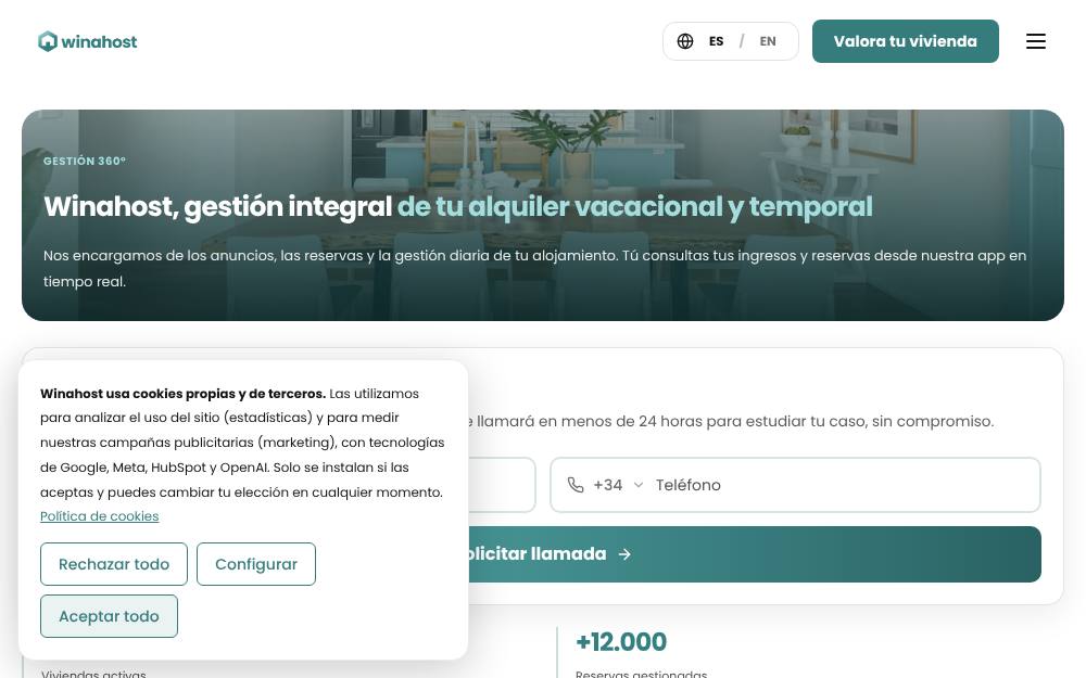 Portada de la web de Winahost
