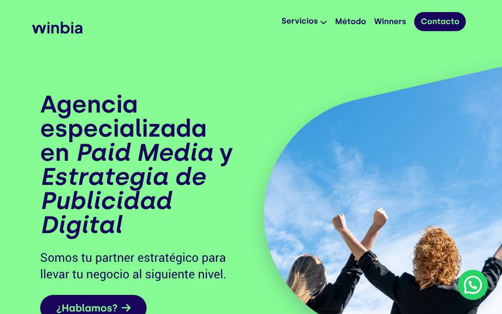 Portada de la web de Winbia