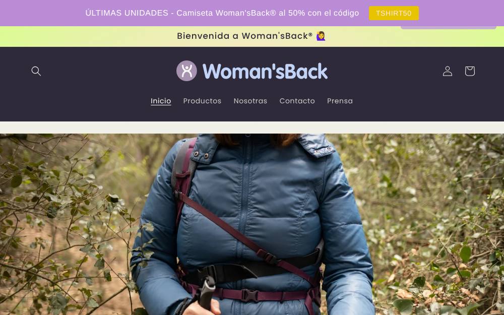 Portada de la web de Woman'Sback