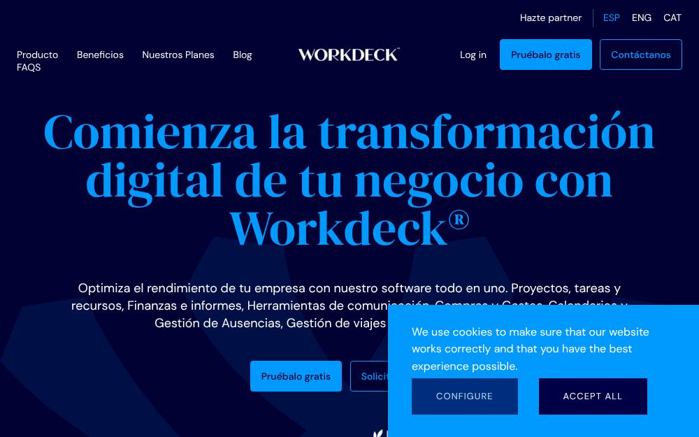 Portada de la web de Workdeck