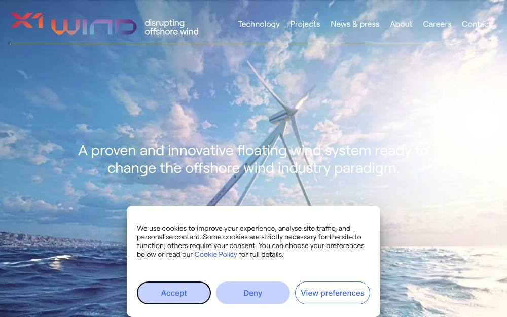 Portada de la web de X1Wind