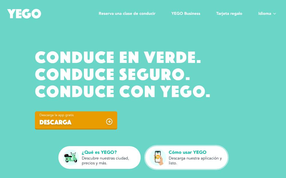 Portada de la web de Yego