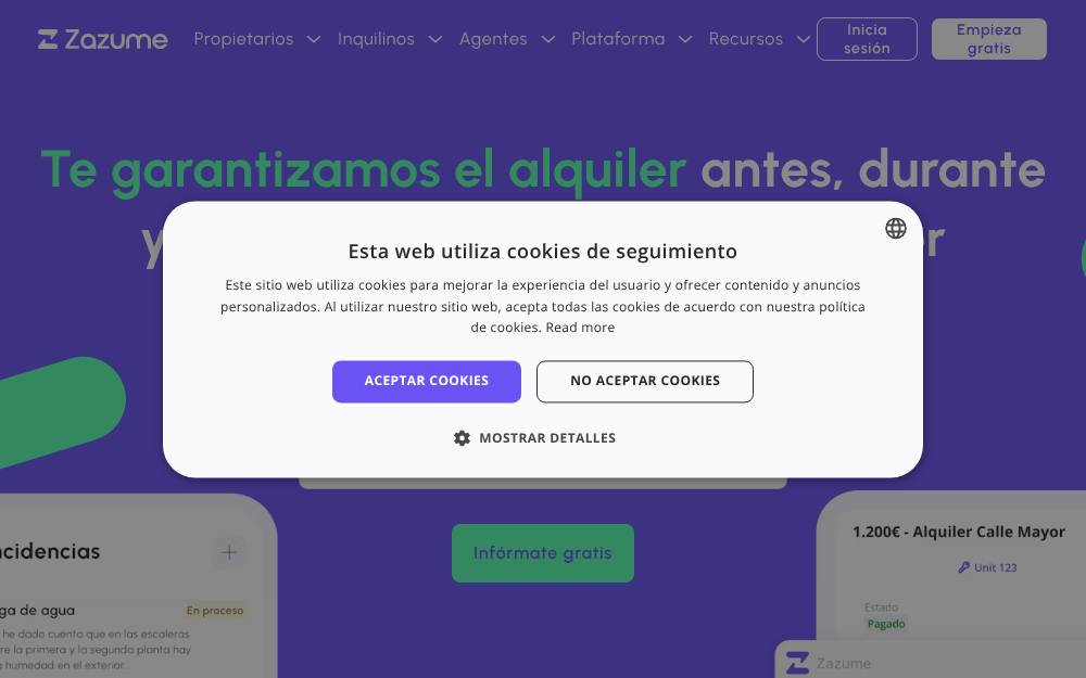 Portada de la web de Zazume