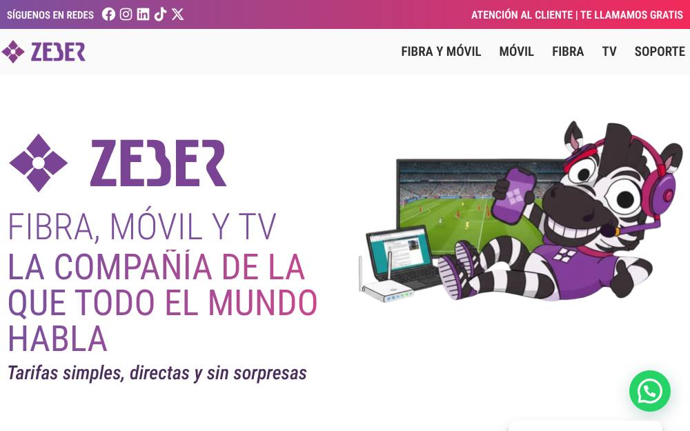 Portada de la web de Zeber