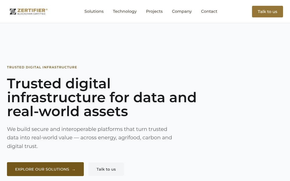 Portada de la web de Zertifier